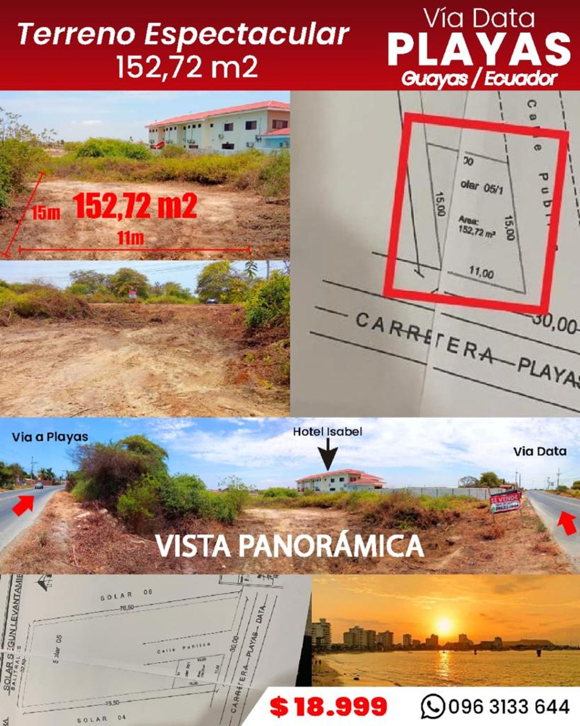 Land i General Villamil, KM 3 1/2 Via Data 10215558