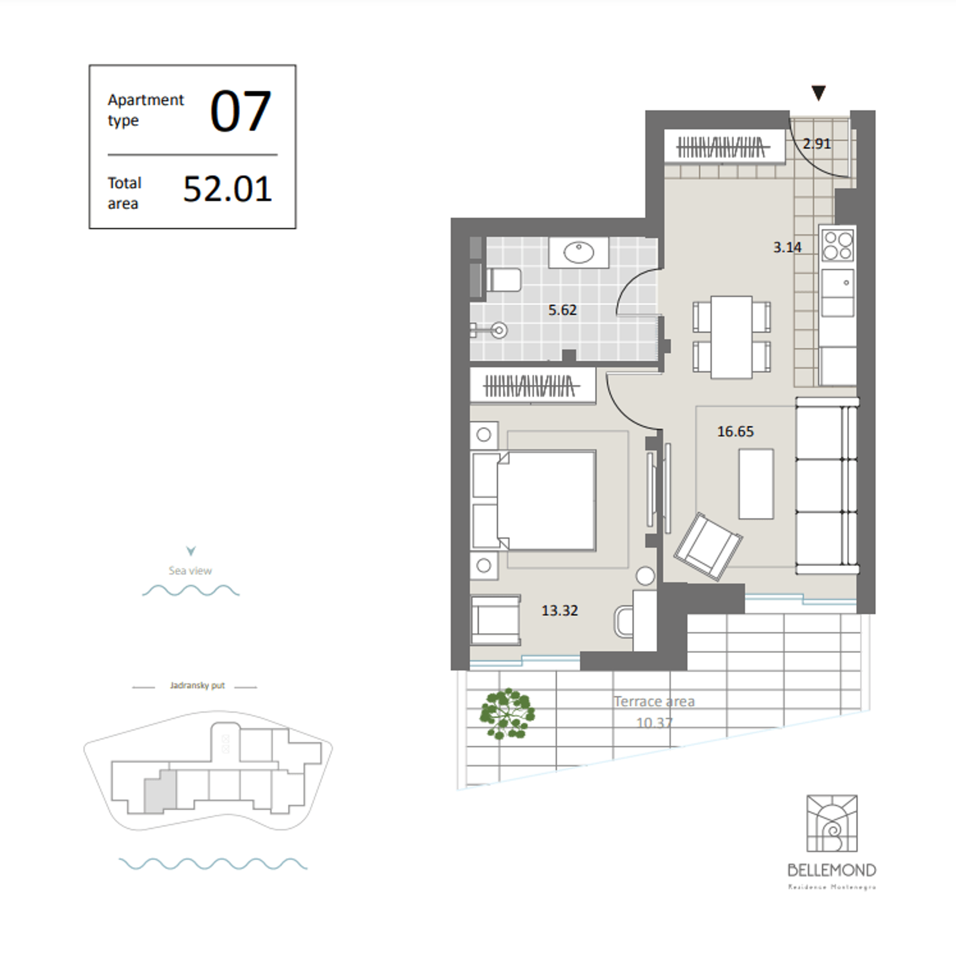 Kondominium w Bečići, Budva Municipality 10849859