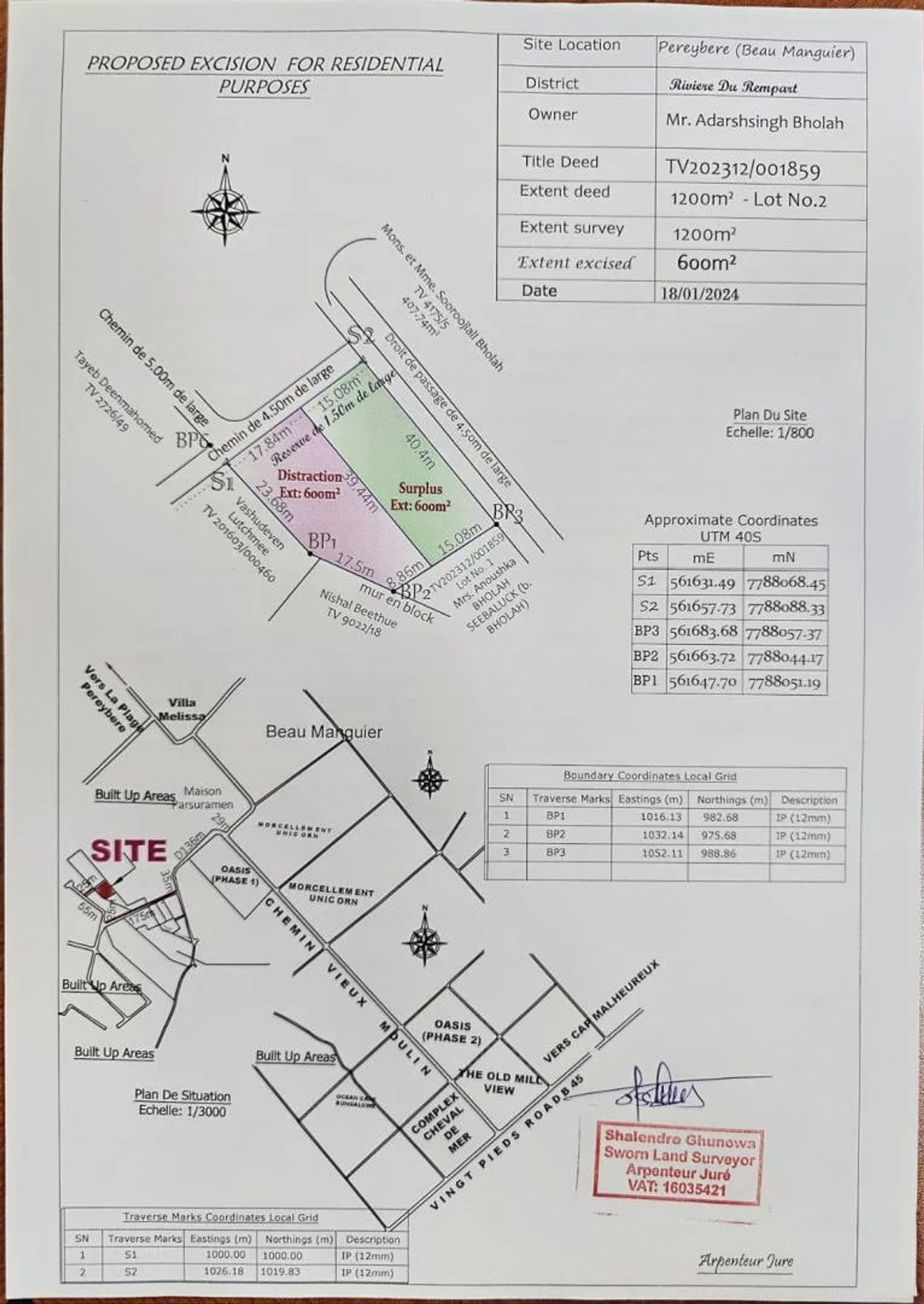 Land in Pereybere, Riviere du Rempart 12734816